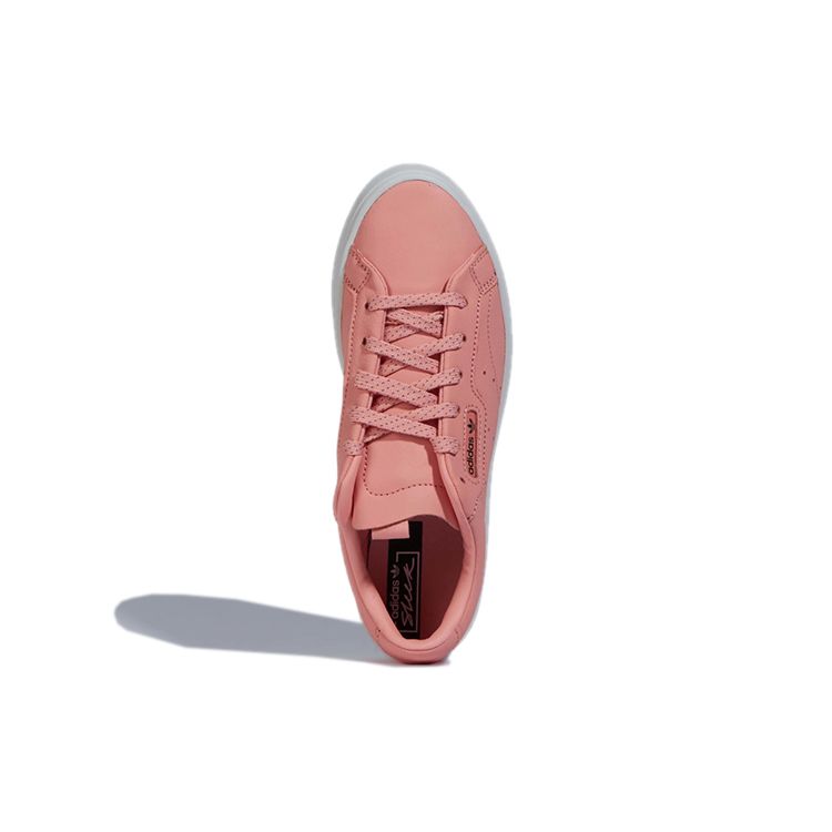 Adidas Originals Sleek Synthetic Leather Lace-Up Durable Low-Top Sneakers Women Sneakers Pink White FV0512