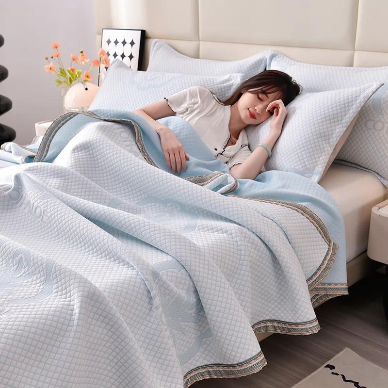 New Class a Summer Jacquard Knitted Fabric Argy Wormwood Airable Cover Thin Duvet Summer Blanket Nap Sofa Quilt