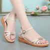 Mom Sandals Women's 2025 Summer One-word Buckle Middle-aged and Elderly Soft Sole Comfortable and Fashionable Women's Sandals Fish Mouth Casual