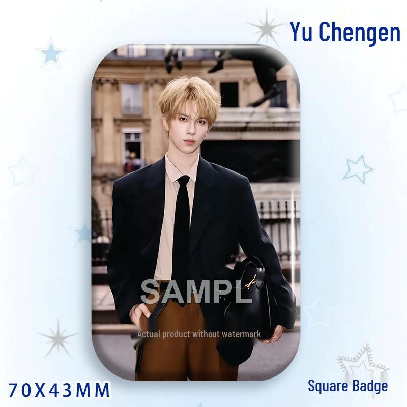 Yu Cheng'en Baji Star Idol Laser Rectangular Badge Brooch Pendant