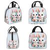 Cute Cartoon Two Little White Rabbits Insulated Lunch Bag for Women Cooler Thermal Food Box Tote Leakproof Lunch Boxes Container