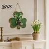 Rustic Farmhouse Door Hanger St. Patrick's Day Wooden Clover Sign with Hemp Rope, Double Layer Shamrock Hanging Greenery for Doors Decor Artificial