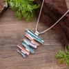 New Color Oil Exaggerated Geometric Lines Long Pendant, Personalized Women's High-end Necklace