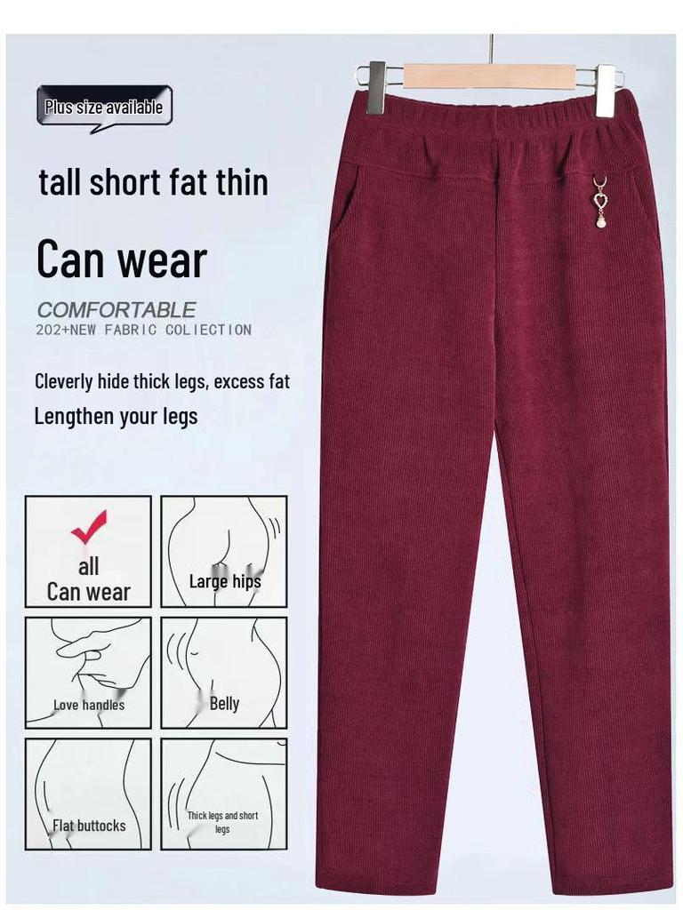 Omas Übergrößen Kordhosen mit Fleecefutter für Frühling, Herbst und Winter