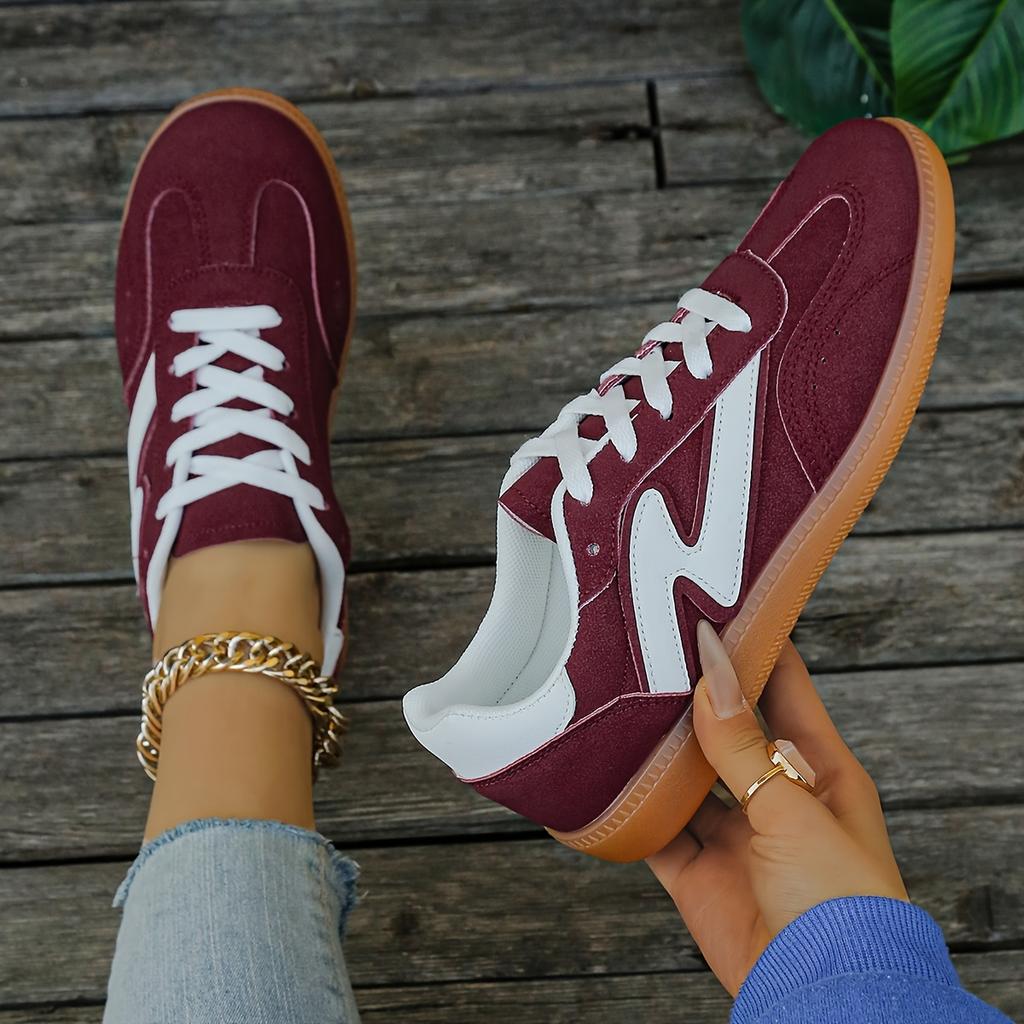 Dames Lettvekt Sklisikre Fritidssneakers Livlig Rosa & Svart Syntetisk Overdel Lavsko med TPR-såle, Pustende Stofffôr