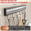 Aluminum Alloy Kitchen Wall Mount Rack With Hooks For Utensils And Cookware Storage
