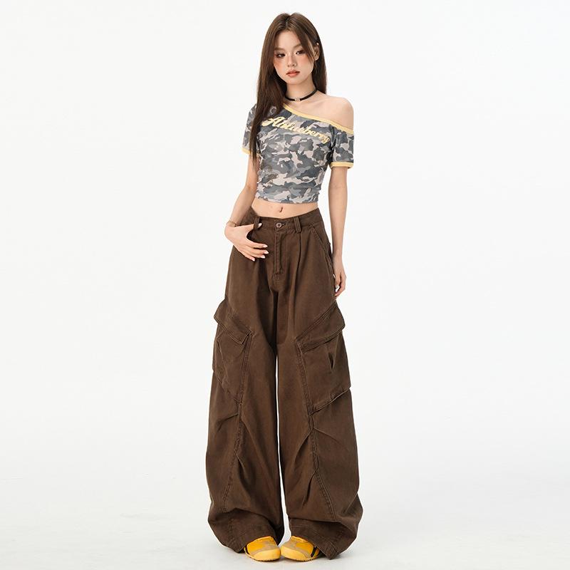 

Женские джинсы с высокой талией и широкими штанинами - Осенние облегающие свободного кроя Large