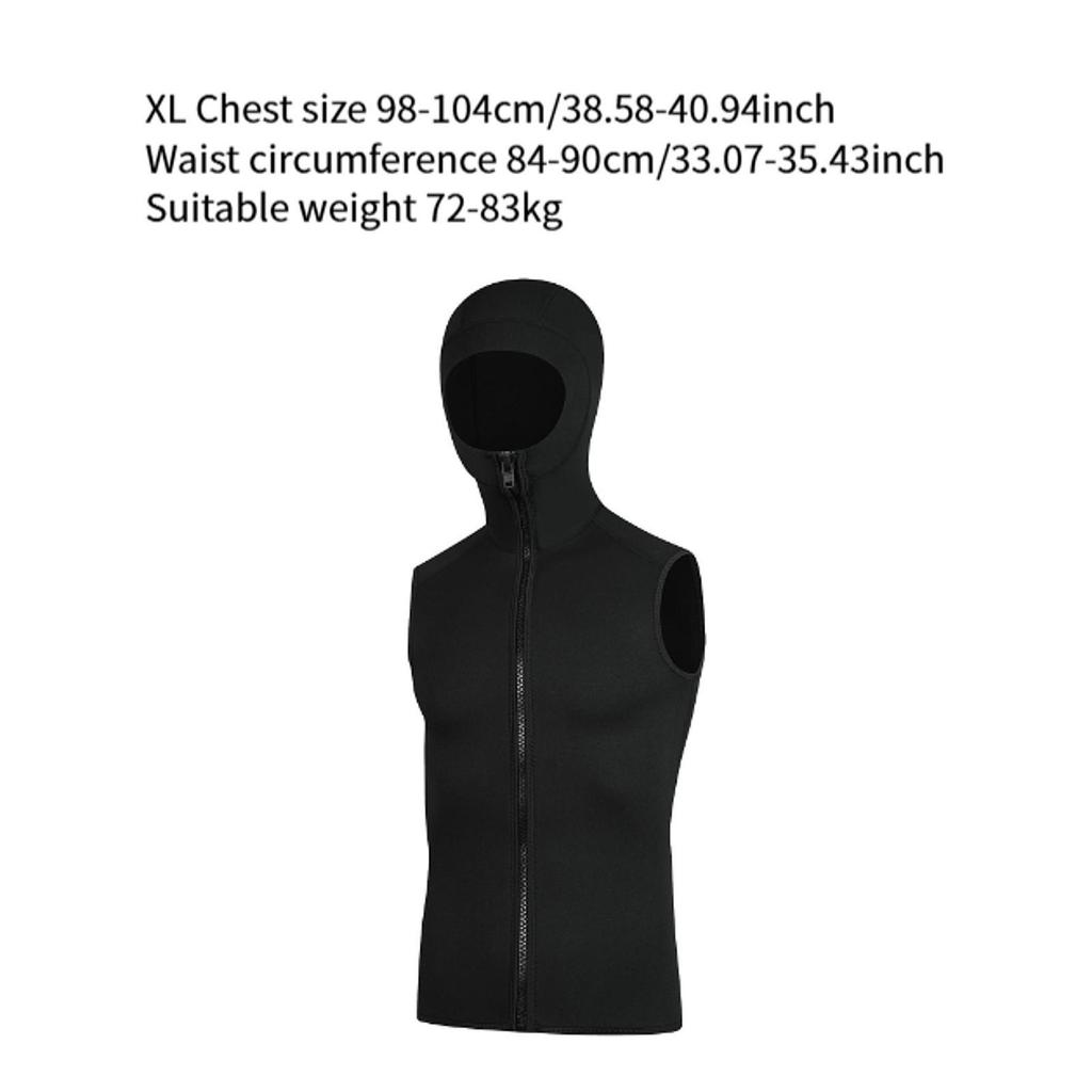Wetsuit Hooded Vest Top Zipper Gift Versatile Thermal Neoprene Diving Vest for Canoeing Snorkeling Kayaking Swimming Surfing