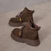 Fashion Boots Autumn New Round Toe Suede Lace-up Platform Non-slip Wear-resistant Square Heel Mid-leg Boots