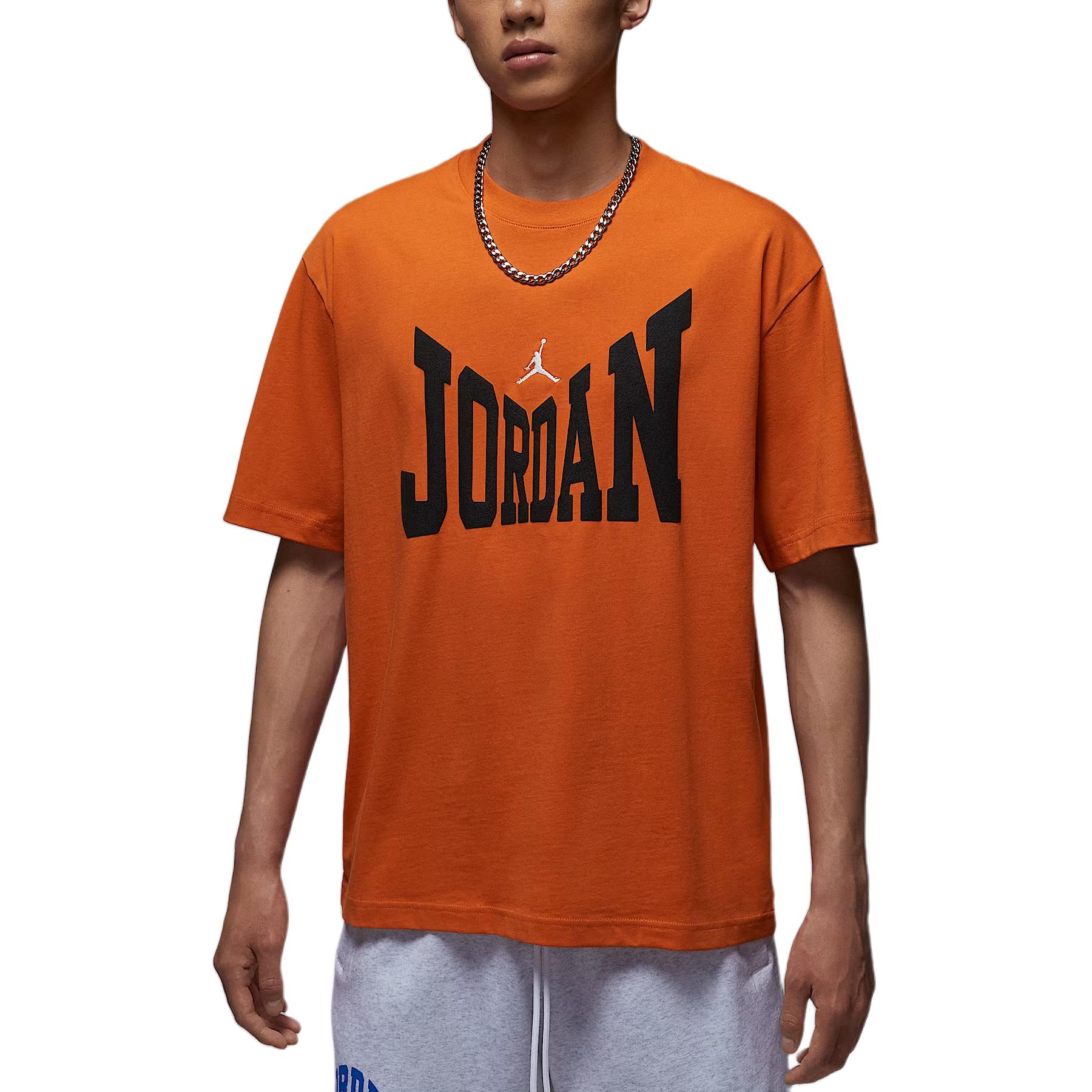 

New Jordan Brooklyn T Shirts Men s Seastar Orange/Sail White HV3895-805 XL