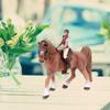 Miniature Simulation Brown Horse with Horsewoman Figurine and Saddle Animal Figure Collection Model Toys for Kids