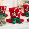 Velvet Top Hat with Sucker Easy Storage Christmas Freestanding Tabletop Ornament Bow