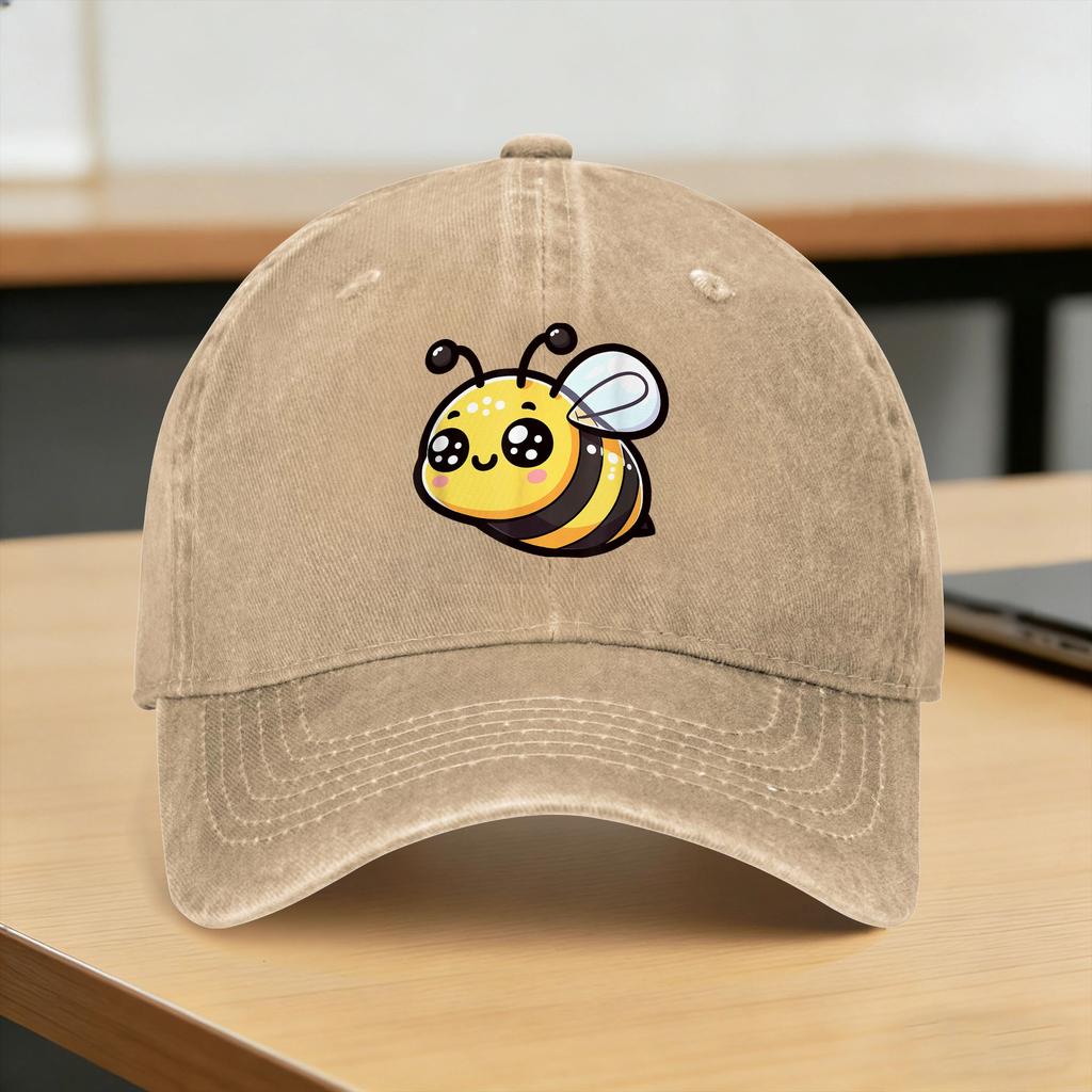 Joyful Cartoon Bee Cute Adorable Yellow Black Casual Baseball Cap For FeUnisex Unisex Summer Rock Trucker Hat Classic Snapback Cap