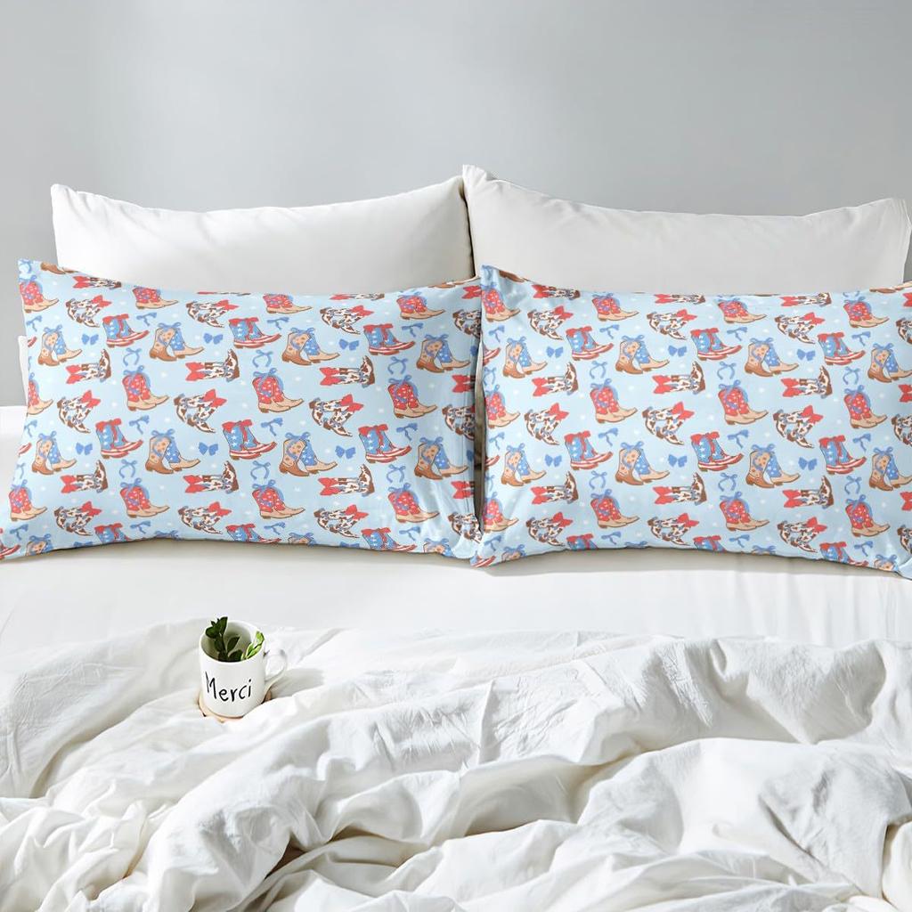 Denim Boots Pattern Sheet Three-Piece Digital Printed Sheet Bedding Set Adult Children