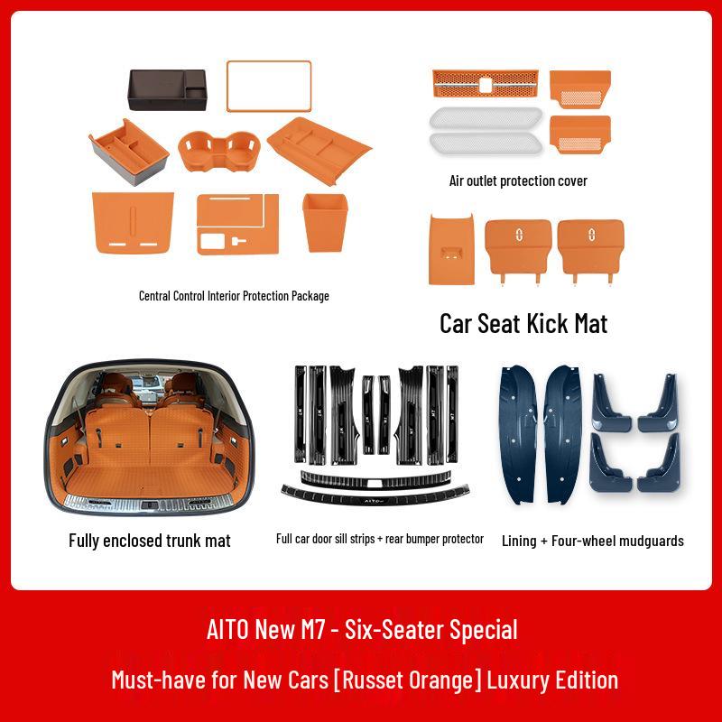 AITO M7 Pro/Ultra Car Accessories: Door Sill Strips & Trunk Mat Set