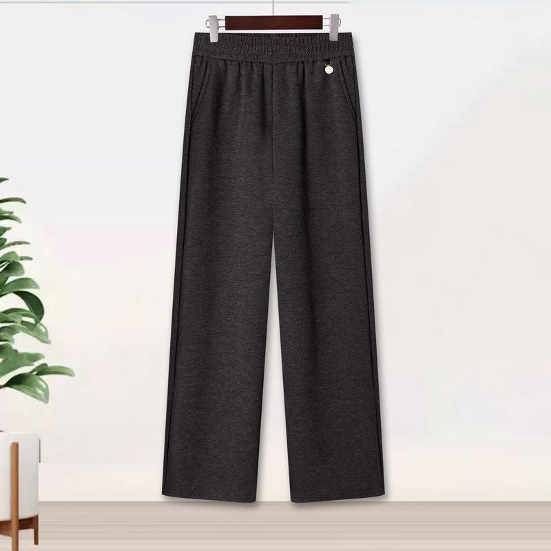 

2025 Autumn Elastic Waist Straight-Leg Casual Pants for Middle-Aged Women – Versatile, Slimming Mid-High Waist XL 90-105 jin