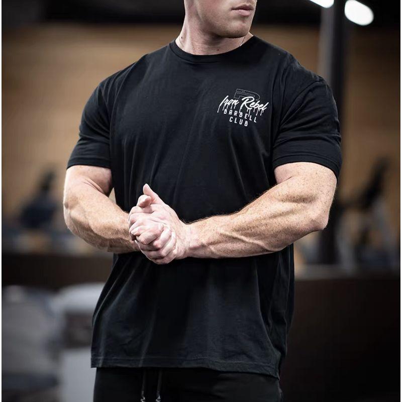 IR Genuine Goods Fashion Original Universal Beast Fitness Short Sleeve Full Cotton Casual Plus Size Loose Breathable Bodybuilding Elastic Clothing