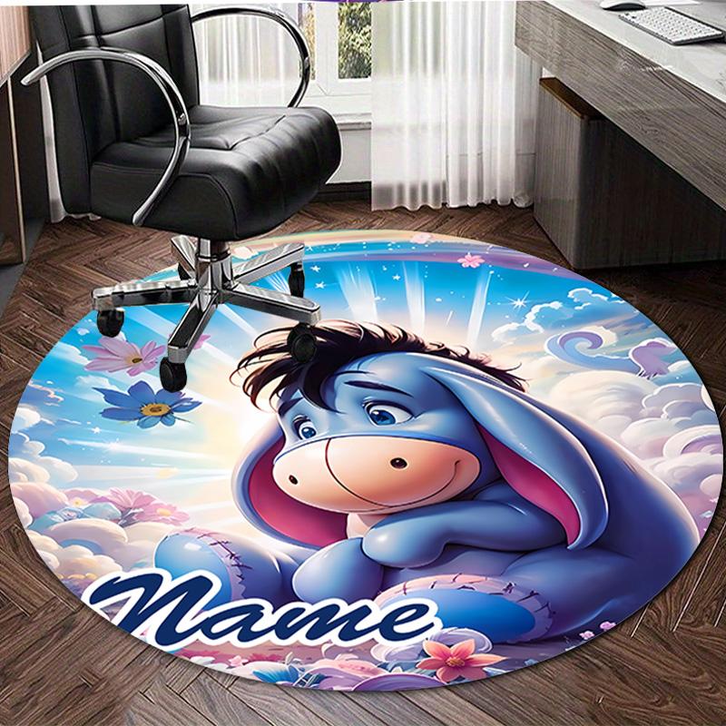 Personalized E-Eeyore Round Chair Office Rug - Perfect for Mat, Office Chair & More - Ideal Gift for Birthdays and Holidays