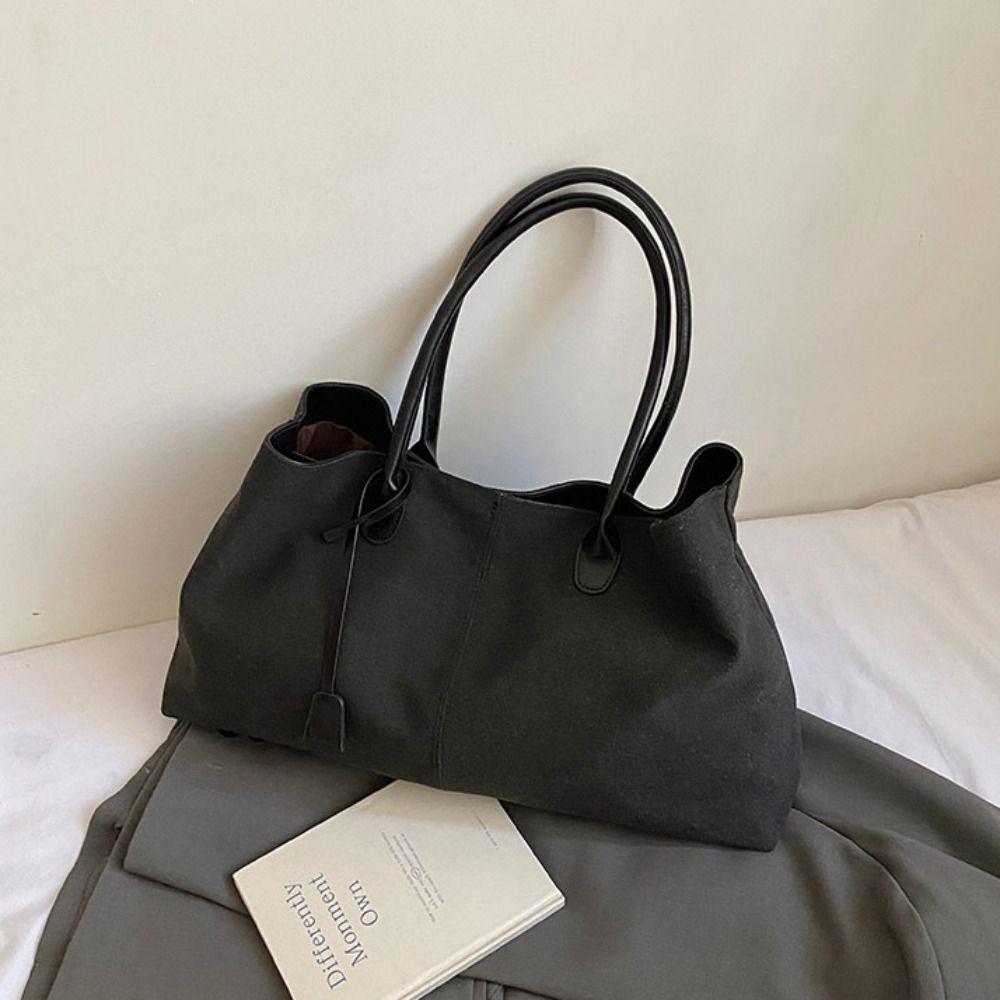 Tote Bag Suede Shoulder Bag Solid Color Underarm Packs Fashion Large Capacity Handbag  Travel