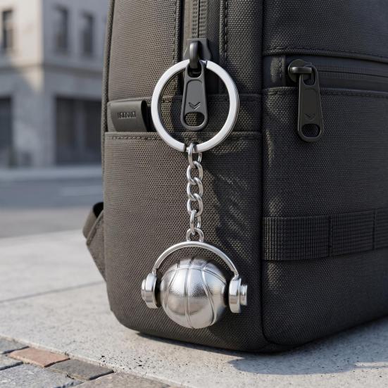 Basketball Headset Keychain Pendant Metal Sport-themed Keyring Portable Basketball Earphone Keychain Exclusive Gifts for Fans Accessories