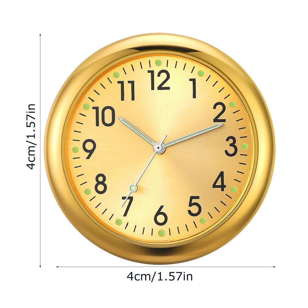 

40mm Luminous Decorative Clock Car Clock Mini Quartz Analog Car Dashboard Time Stick-On Clock Replacement Car Decoration золотой