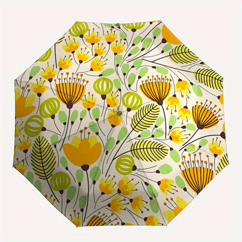 1pc Floral Pattern Automatic Open 8-Rib Windproof Umbrella, Travel & Commuting, Suitable for All Seasons