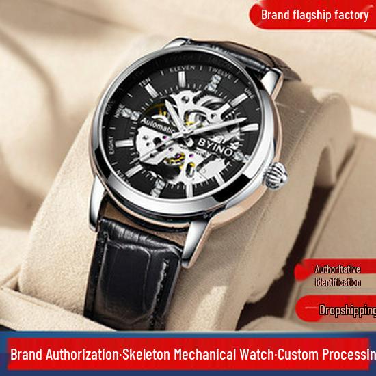 Qlls Men's Automatic Mechanical Watch - Multi-Function, Waterproof, Hot-Selling Timepiece.