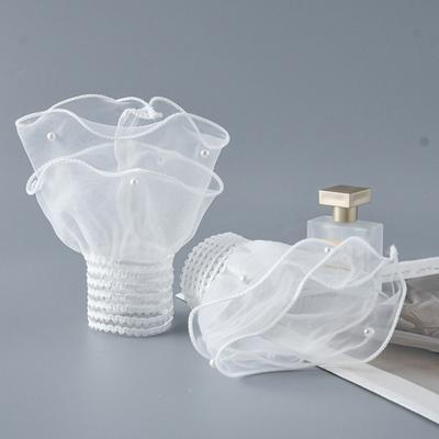 1 paar vrouwen pols manchetten doorschijnende kant elastische imitatie parel decor antislip ruches pols decoratie effen kleur prinses nep manchetten fotografie prop