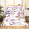 Lovely Bohemian Style Cup Shaped Tea Party Soft Duvet Cover Quen Sized Dimensions Children Kids Rom Decor Watercolor Cofe Beding Cup 3 Piece Set