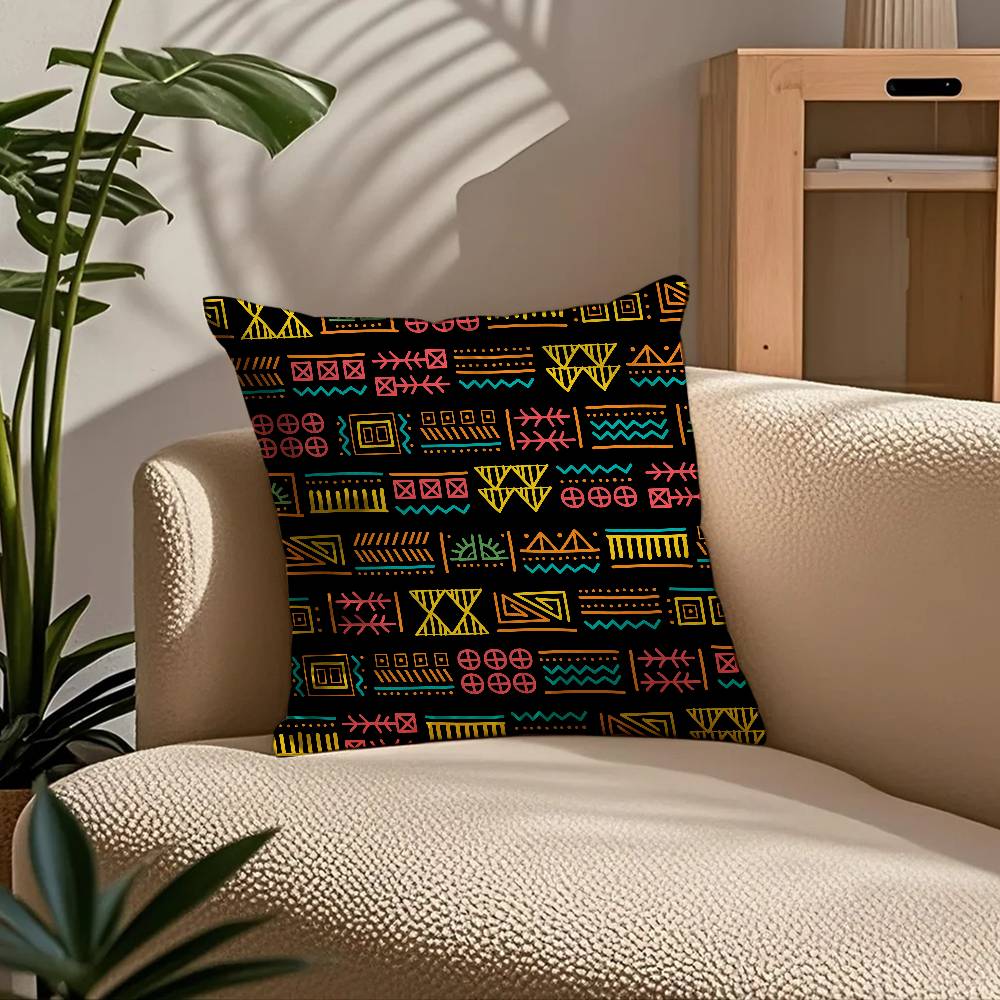 ART African Tribal Pattern Pillow Case Comfort Sofa Bed Silky Elegant Invisible Zipper Custom Decorative Cushion Cover