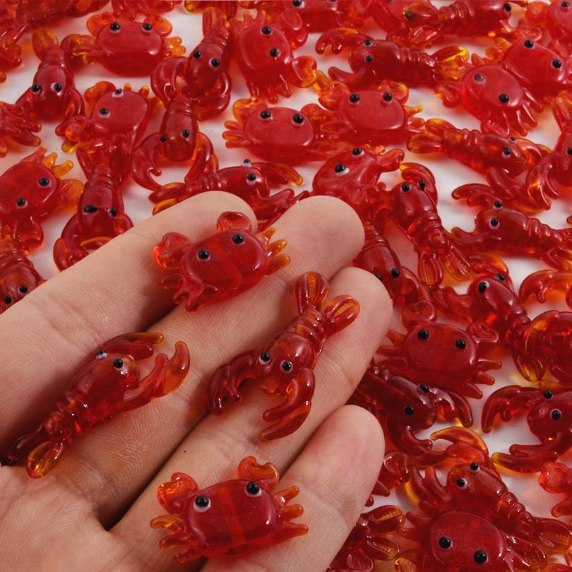 25Pcs Red Crablobster Charms For Jewelry Making Supplies Ocean Animal Pendants Glassenamel Diy Earrings Keychain Beach Charm