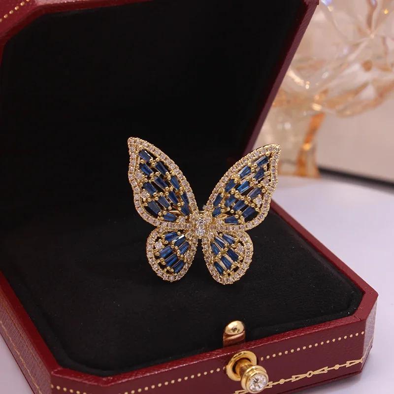 New Sight New Fashion Brand Jewelry Zirconia Butterfly Engagement Rings for Women Gift Adjustable Open Wedding Rings