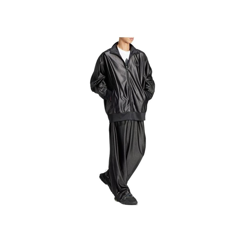 Adidas Originals Solid Zip-Up Stand Collar Jacket Men Outerwear Black IT7449