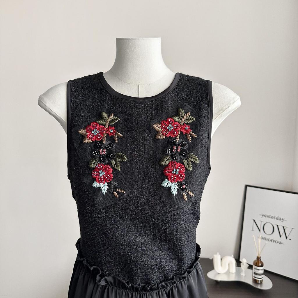 Ethnic Style Hand-Sewn Mesh Yarn Beads Crystal Flowers Hand-Embroidered Applique Clothing Accessories Decorative Cloth Stickers Accessories