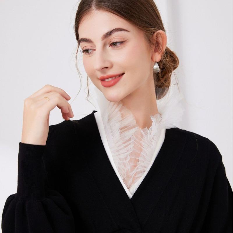 Lace V-neck Shirt Detachable Collar for Sweater Autumn Fake Collar Woman Removable Shirt Neck False Collar