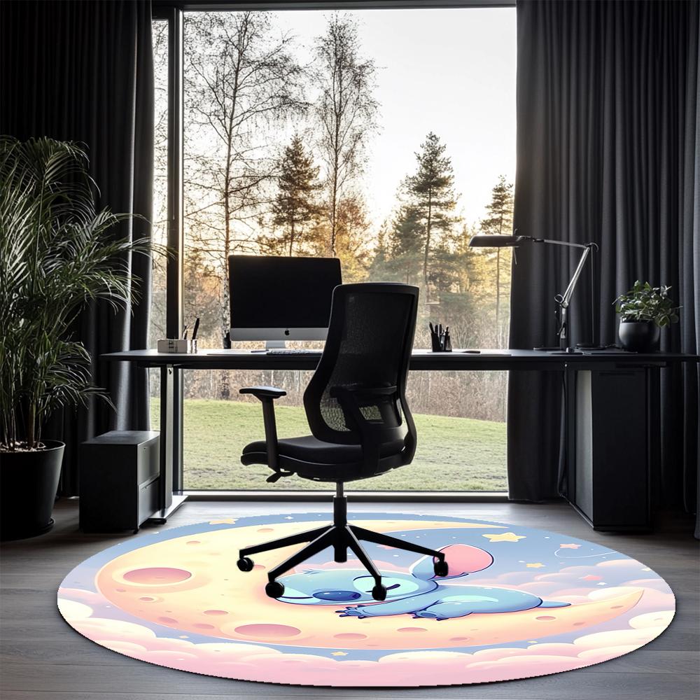 Stitch Printed Round Rug Carpet Chair Rug Area Rug Entryway Doormats,for Office Chair Living Room Bedroom Kitchen Room.