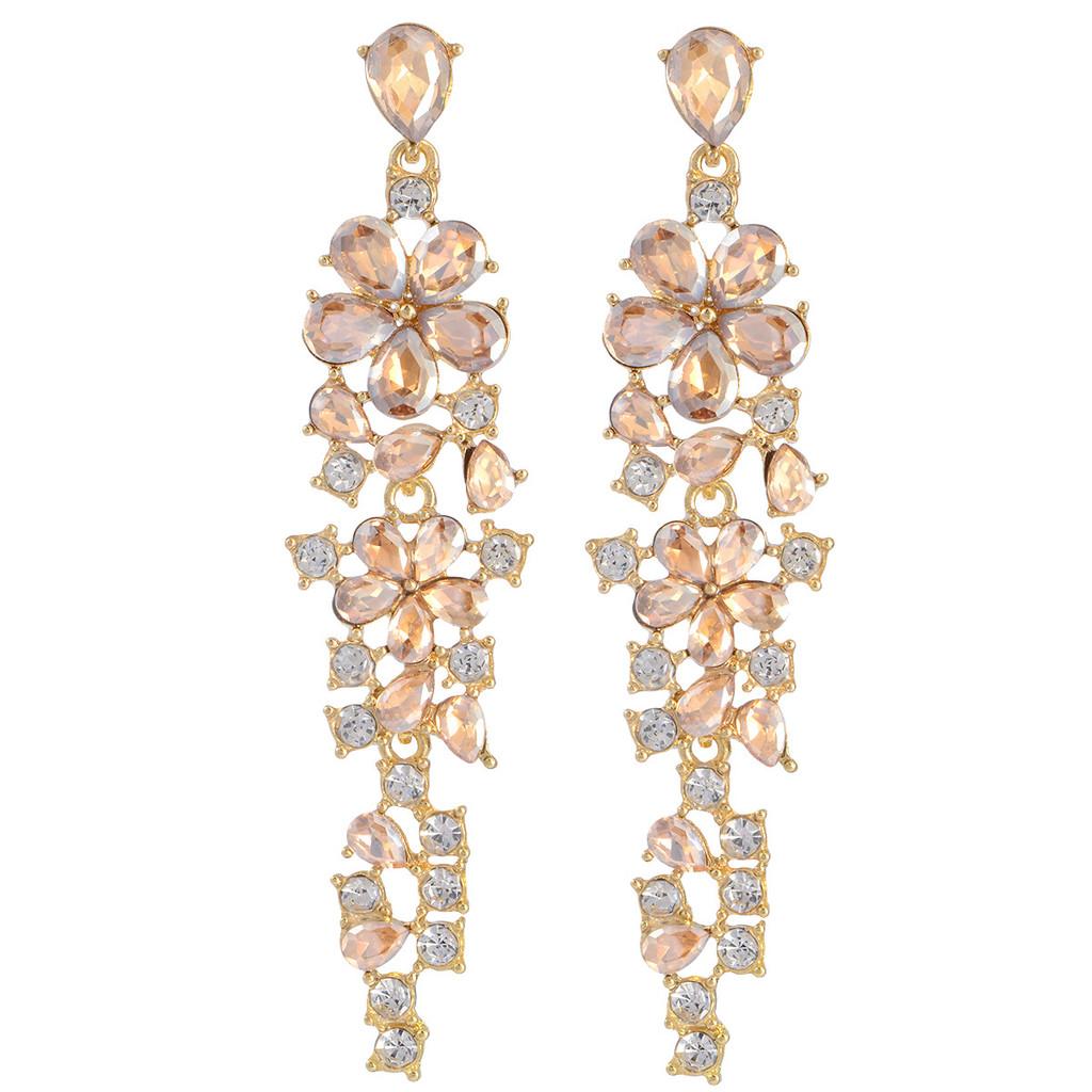 Vintage Floral Ear Jewelry With Zircon Stones For Women Summer