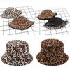 Trendy Leopard Print Fisherman Hat With Wide Brim For Spring Outdoor Sun Protection