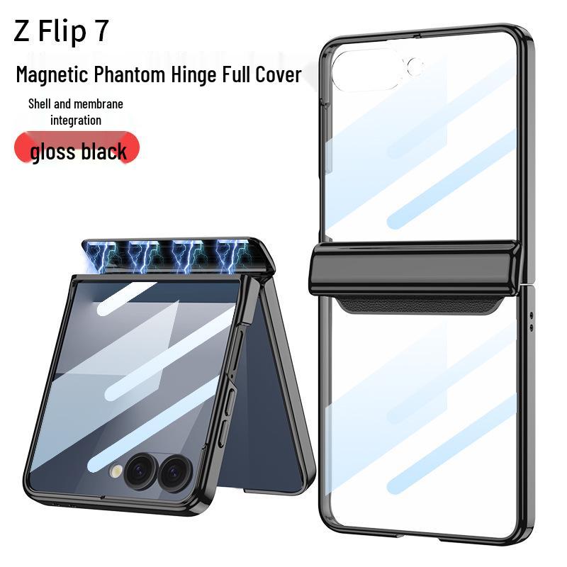 

Samsung Z Flip 7 Foldable Screen Electroplated Phone Case with Integrated Film, Luxury Design, Magnetic Buckle, and Simple Fashion. Flip7