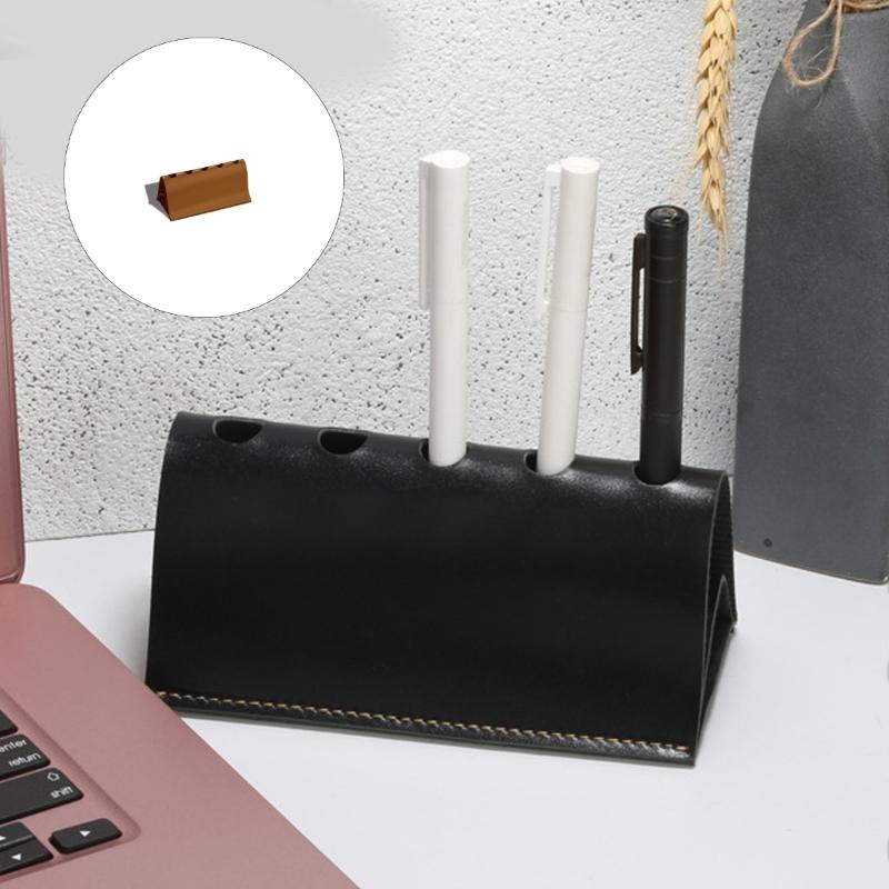Elegant Multiple Pen Storage Box With Base PU Material Desktop Organizers For Home Office Use