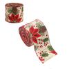Xmas Linen Christmas Ribbon Tree Printed Bouquet Ribbon Gift Box Packing Strap  Christmas Decor