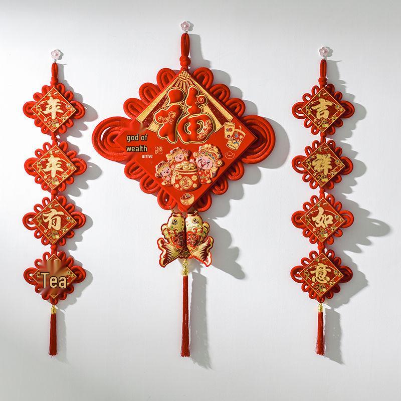 Chinesischer Knoten 3D Fu-Zeichen Anhänger für Wohnzimmer oder Eingang - Festliche Frühlingsfest Wandbehang