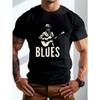 Europese maten bluesmuzikant met gitaar Crinkle Grote Maten Heren T-shirt