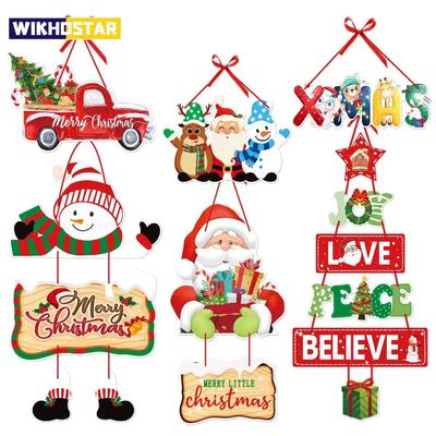 Christmas Door Hanger New Year Party Pendants Xmas Tree Hanging Oranments Santa Claus Snoweman Elk Xmas  Decor