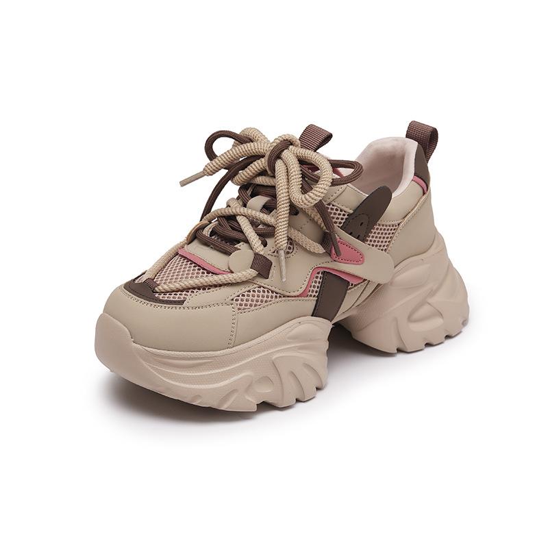 

2025 spring new platform dad shoes women s super fire versatile color matching muffin casual sports shoes little white shoes tide 34 абрикосовый