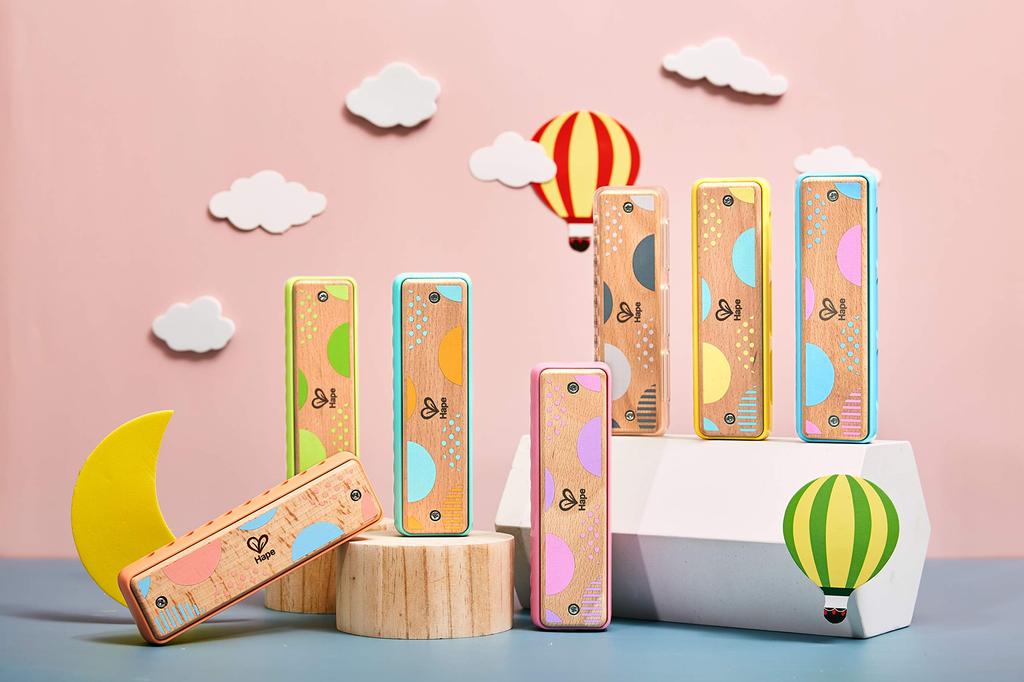 Hape Harmonica Pink X X Ages 3 and Up Wooden Musical Instrument Toy E8918 4.4 14.5 2.6cm