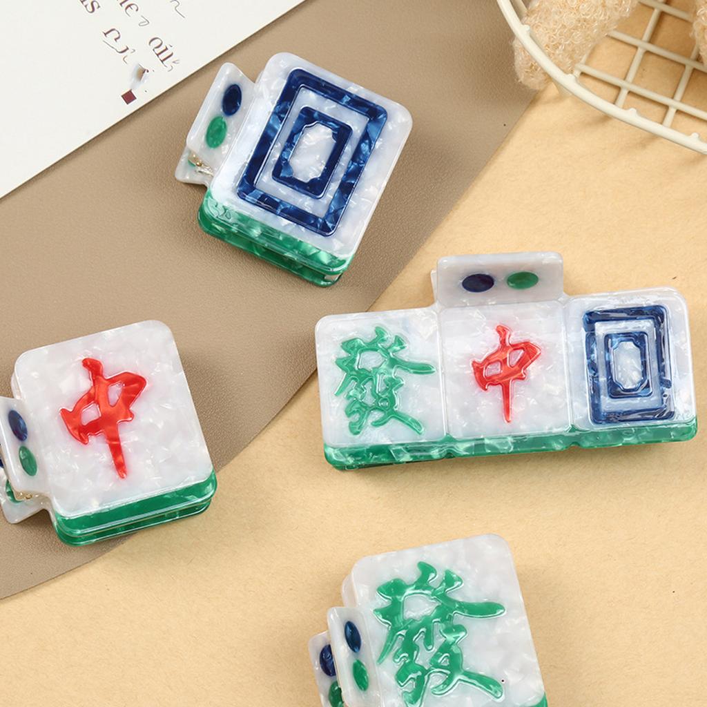 Zarte Mahjong-Thema Haarklammer Acetat Haarspange Sicherer Halt Modische Haaraccessoires Für Lässige Ballfrisuren