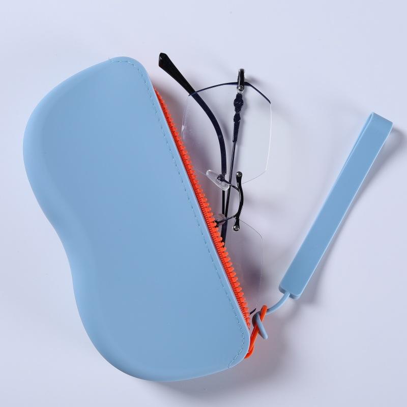 Women Girls Dustproof Glasses Box for Women Men Solid Colour Silicone Zipper Glasses Storage Waterproof Bag Cosmetic Coin Bag