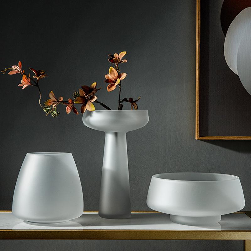 Nordic Light Luxury Home Decor Váza z matného skla Dekorace do obývacího pokoje Stolní květiny Hydroponická váza Dekor do terária