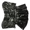 Bright PU Leather Zipper Corset Shapewear Set - Three Pieces